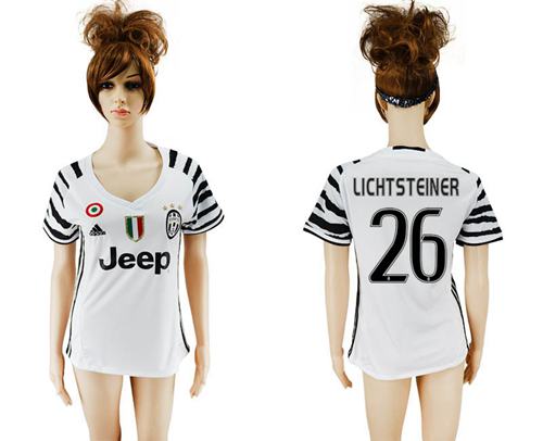 Women's Juventus #26 Lichtsteiner Sec Away Soccer Club Jersey - Click Image to Close